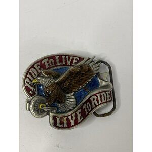 Ride‎ To Live Live To Ride Belt Buckle The Great American Buckle 1982
